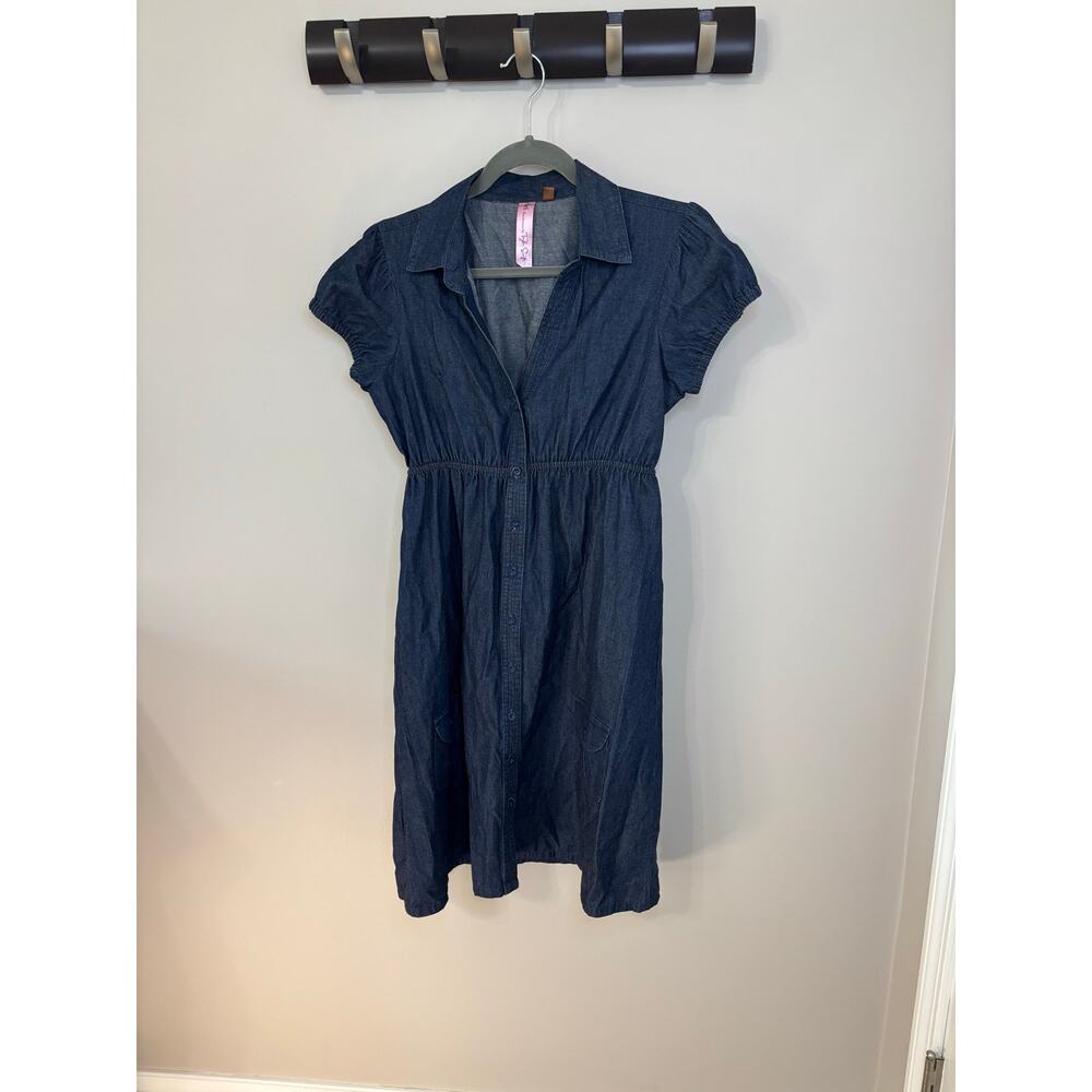 LEI by Taylor Swift cotton denim dress, cap sleeve sundress, button front MEDIUM